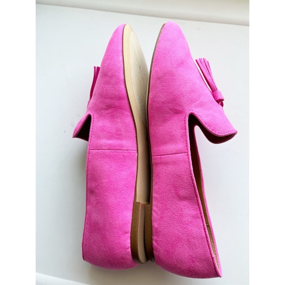 J Crew NEW bright pink suede tassel loafers 8.5 - Picture 3 of 7